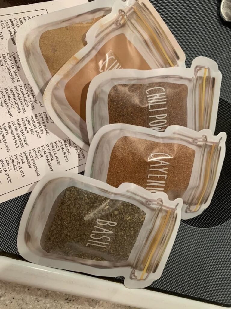 rv spice storage using mason jar bags