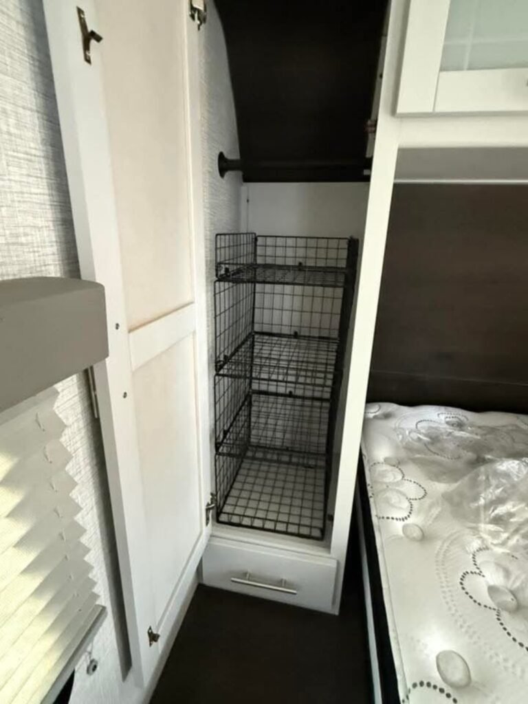 stackable wire shelves in RV cabinet